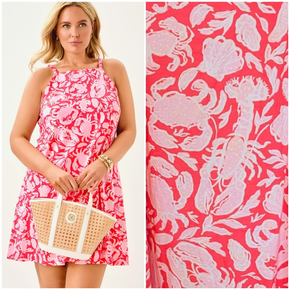 NEW Lilly Pulitzer Braided Straps Kyleigh Dress - Cane Coral Crab Collab - Picture 2 of 10